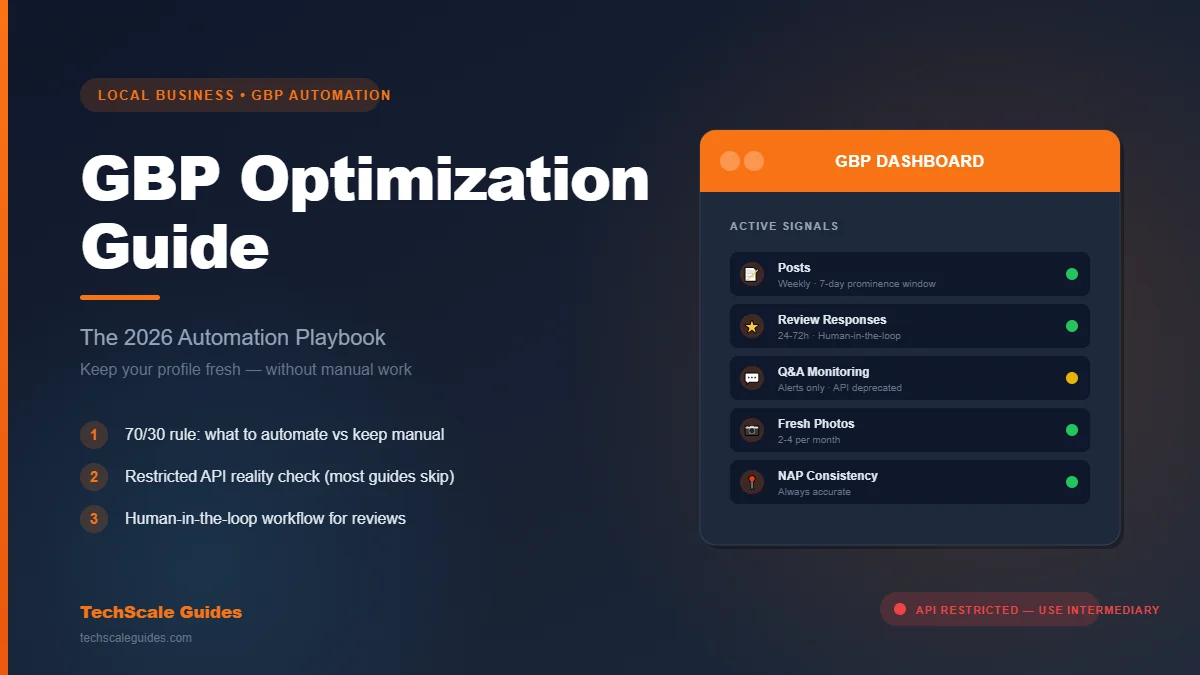 GBP optimization automation stack — 70/30 rule, Restricted API reality check, and human-in-the-loop review workflow